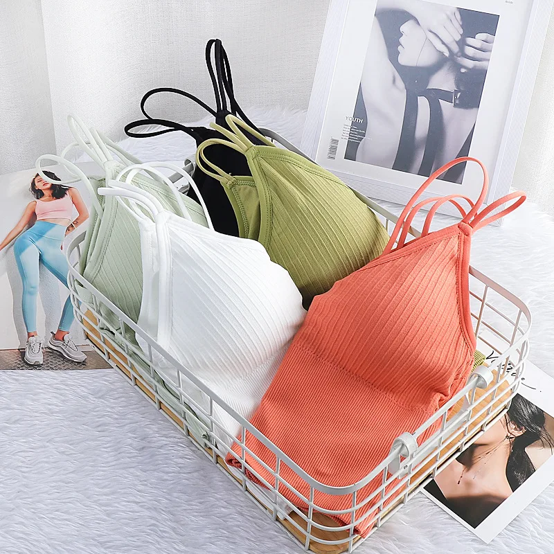 

Women's Sexy Seamless Crop Tops Sports Bra Tube Top Camisole With Removable Padded Underwear Female Tank Top