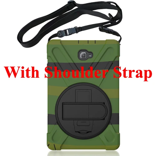 camouflage Для samsung galaxy Tab A A6 10,1 с S ручкой P580 P585 дети Безопасный противоударный сверхмощный PC подставка чехол с запястье+ плечевой ремень - Цвет: camouflage