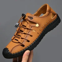 classic high quality cow leather sandals summer outdoor handmade men sandals fashion comfortable men beach real leather shoes