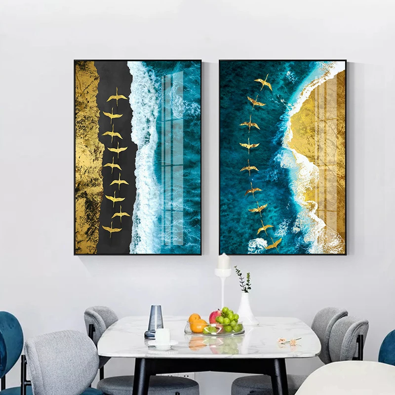 

Large Gold Wild Goose Birds Wall Pictures Home Decor Canvas Printings Arts Cuadros Poster Modern Abstract HD Print Oil Paintings