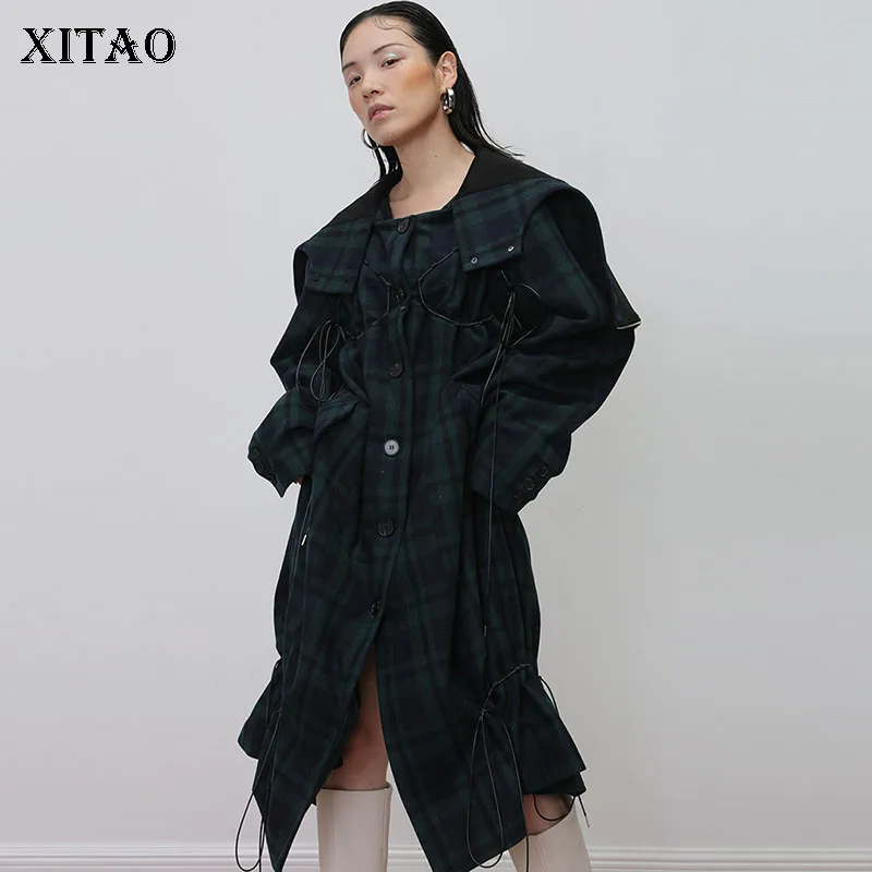 Женское Плиссированное пальто XITAO Элегантное повседневное Свободное с оборками
