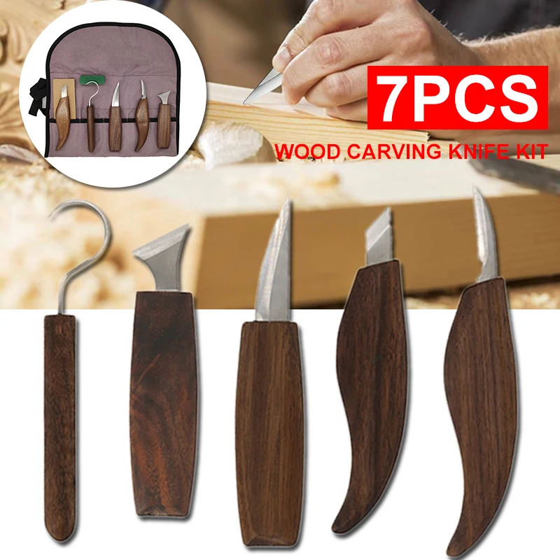 

7pcs/set Wood Carving Tool Chisel Woodworking Hand Tool Whittling Cutter Chip Hardness Hand Wood Carving Tools Chip