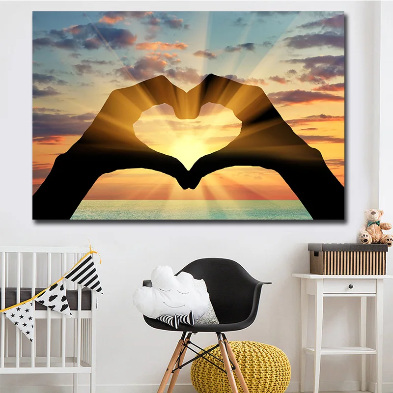 Современная домашняя картина С закатом влюбленный пейзаж настенная роспись