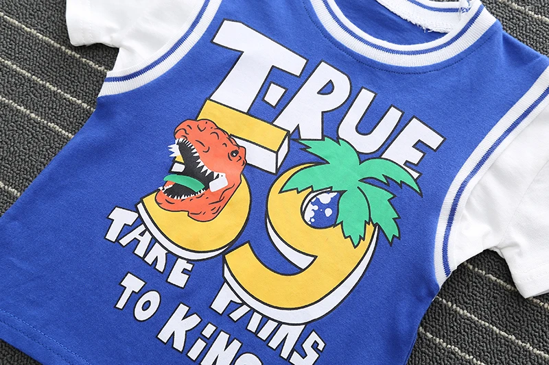 New Summer Toddler Children Casual Clothes Suit Baby Boys Cartoon Dinosaur T-Shirts Shorts 2Pcs/sets Cotton Infant Tracksuits