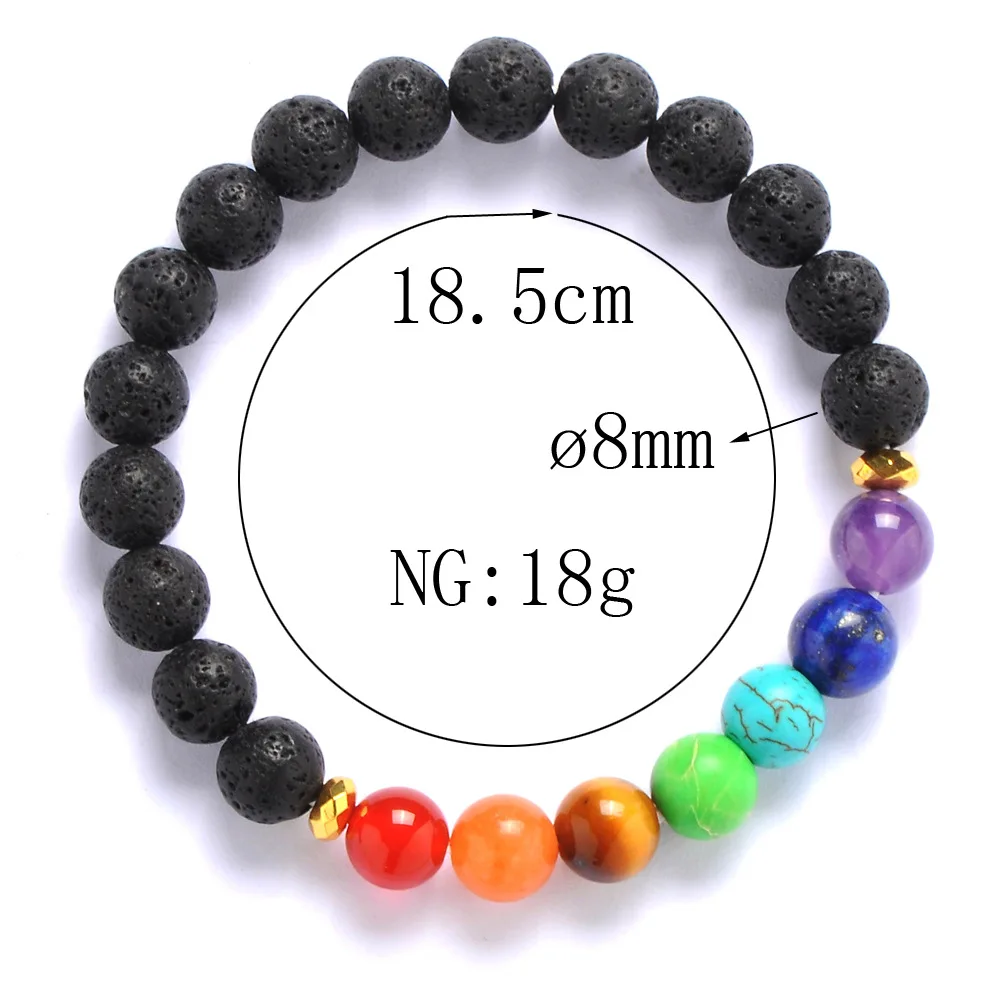 Радужные чакр каменные амулеты 8 мм черные бусины из лавы Сделай Сам ароматерапия