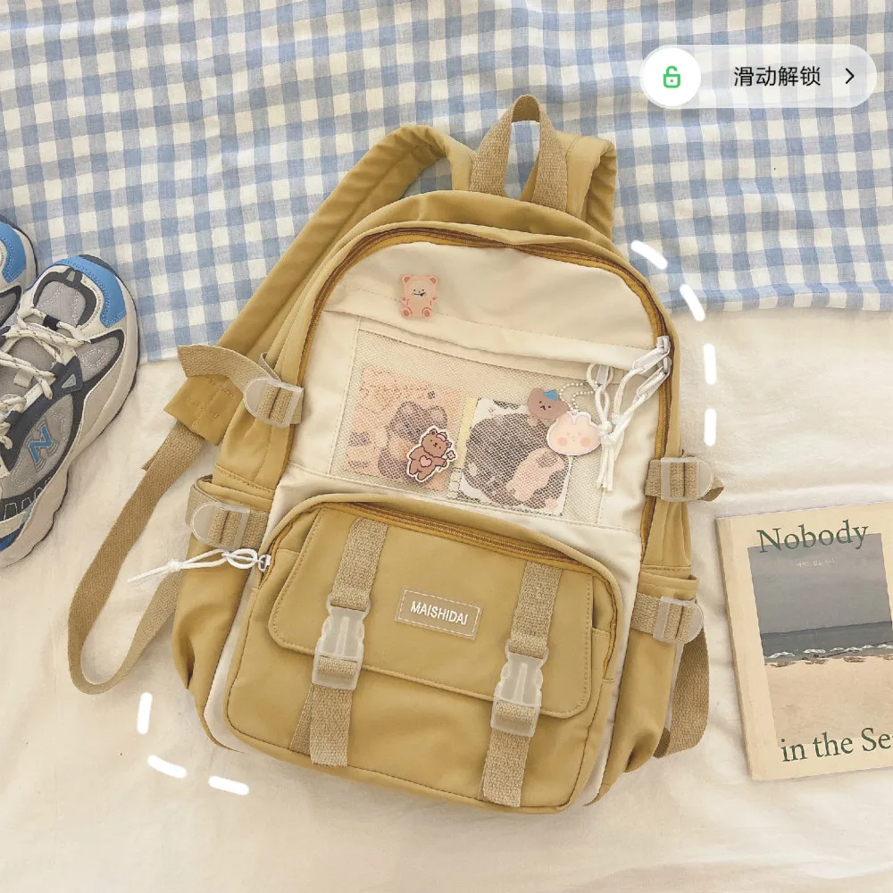 

Cute Girls Backpack Women Large Capacity Ins Simple School Bags for Teens Female Korean Harajuku School Student Bookbag Ladies