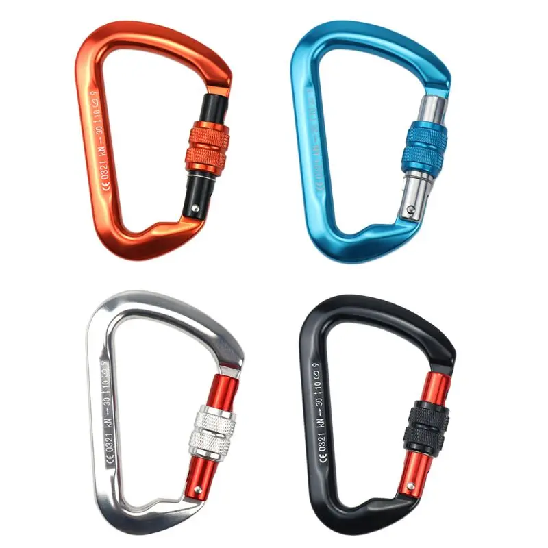 

30KN Aluminum Alloy D-Shaped Carabiner Hold 6614lbs for Hammocks Rock Climbing