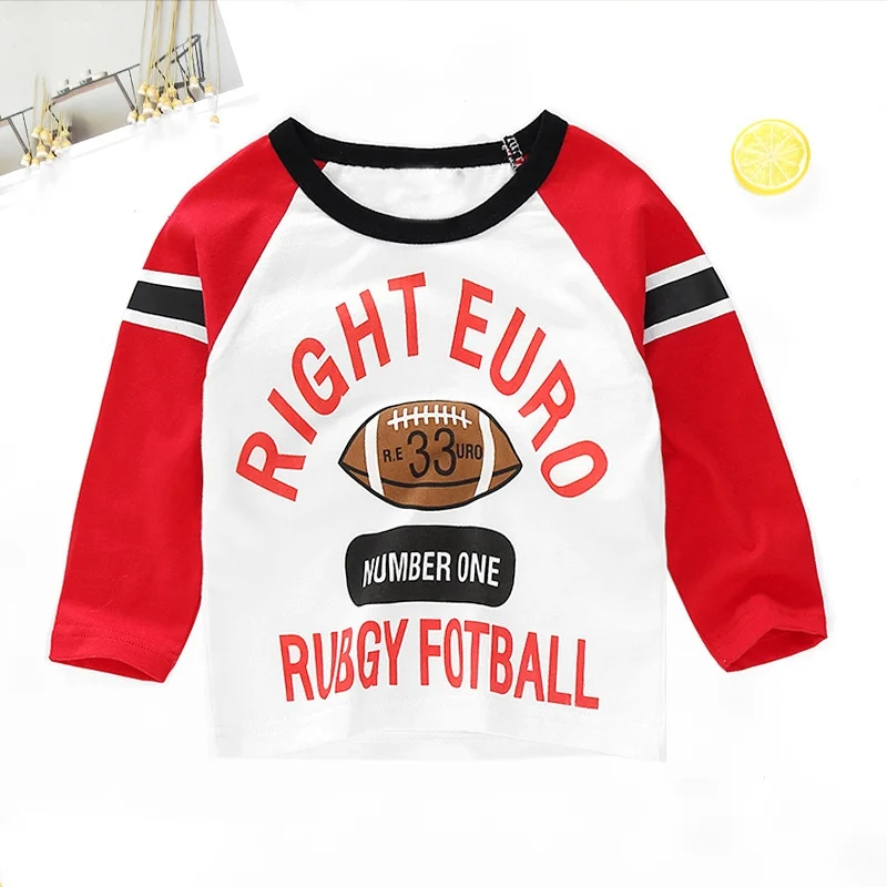 3201B Red Ball Новые весенние хлопковые футболки с рисунком для мальчиков и девочек, детские футболки, футболки с длинными рукавами для мальчиков и девочек, детские топы, брендовая одежда для малышей 12 мес.-8 лет - Цвет: 3201B Red Ball