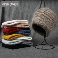 visrover rabbit cashmere unisex woman winter hat with lurex sequin autumn beanies with pompom cashmere woman warm wool skullies