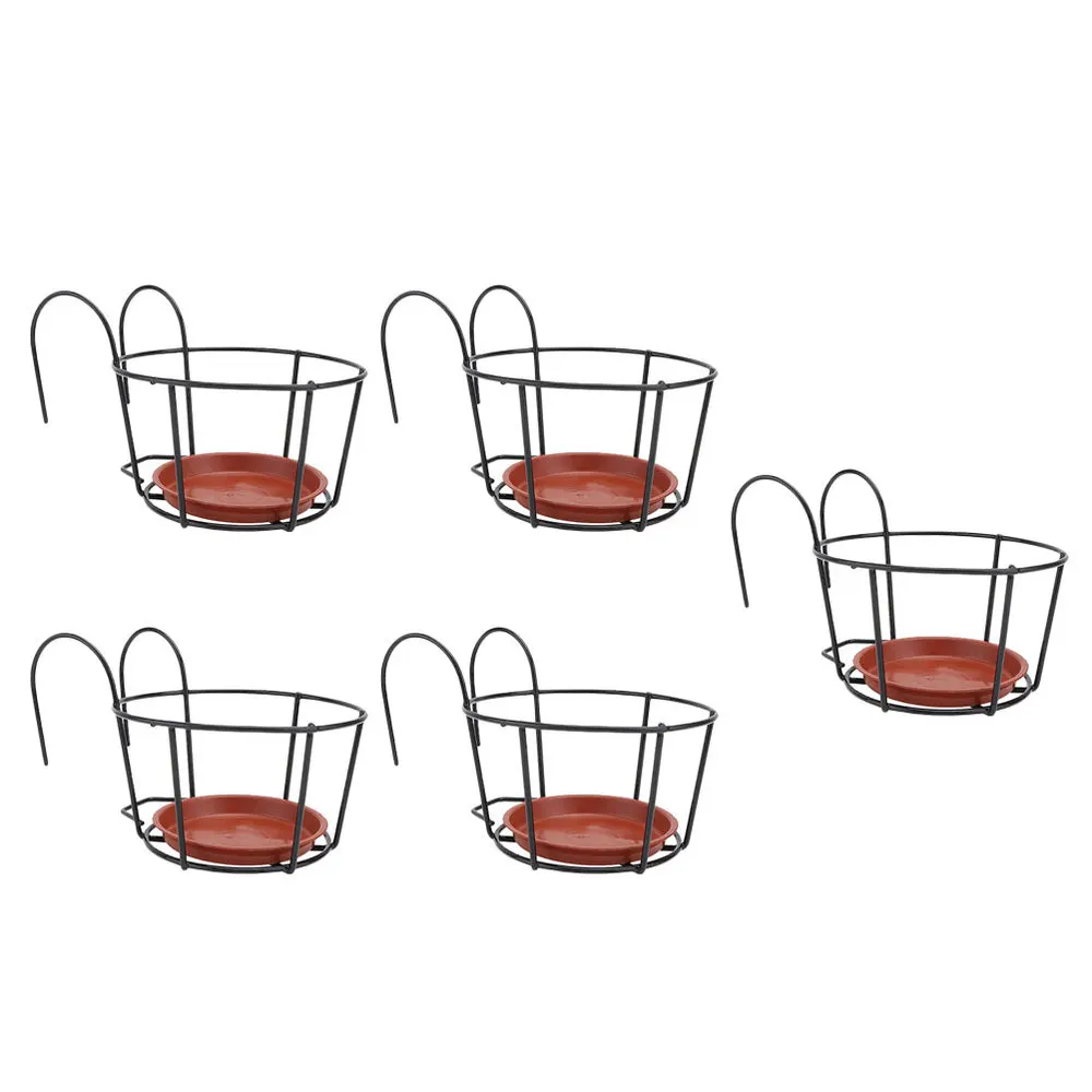 

5 Sets Iron Balcony Flower Stand hanging Flower Racks practical Flowerpot Holder