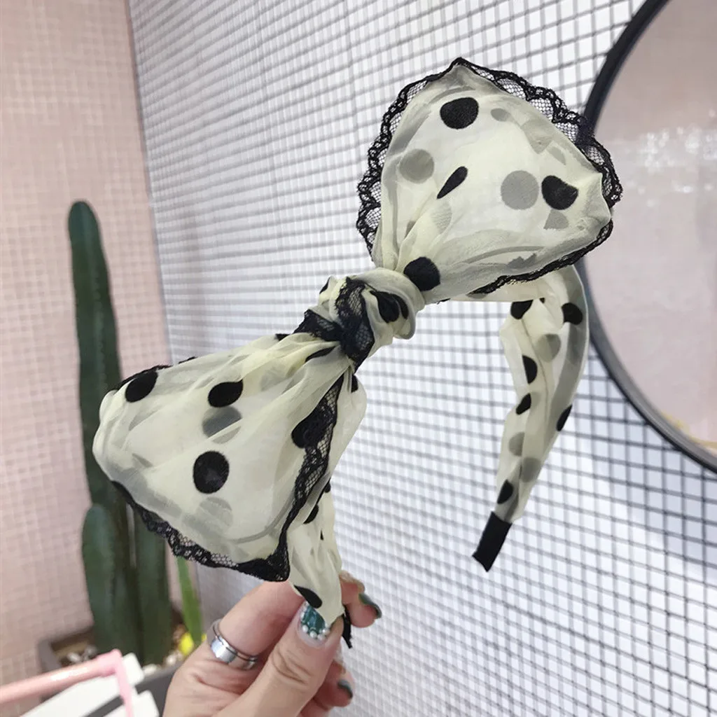 Модная Кружевная повязка на голову Женская с бантом для девочек простой милый