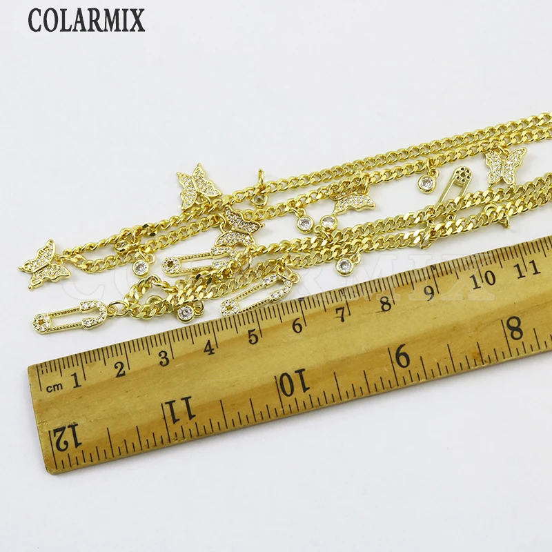 

3 Pcs Zircon charms pendant Necklace jewelry Gold color zircon Jewelry charms Necklace jewelry Women Bracelet 8308