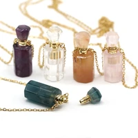 fashion perfume bottle essential oil bottles pendant necklaces natural stone crystal agates amethysts necklace exquisite jewelry