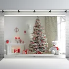 Рождественский фон Рождественская елка белый снег Новогоднее украшение снежинка фон для фотостудии кирпичный камин