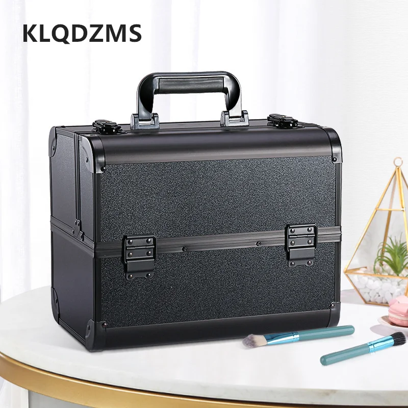 KLQDZMS Multifunctional Makeup Case Trolley Nails Makeup Toolbox Beauty Case Rolling Luggage Foldable Beauty Suitcase Travel Bag