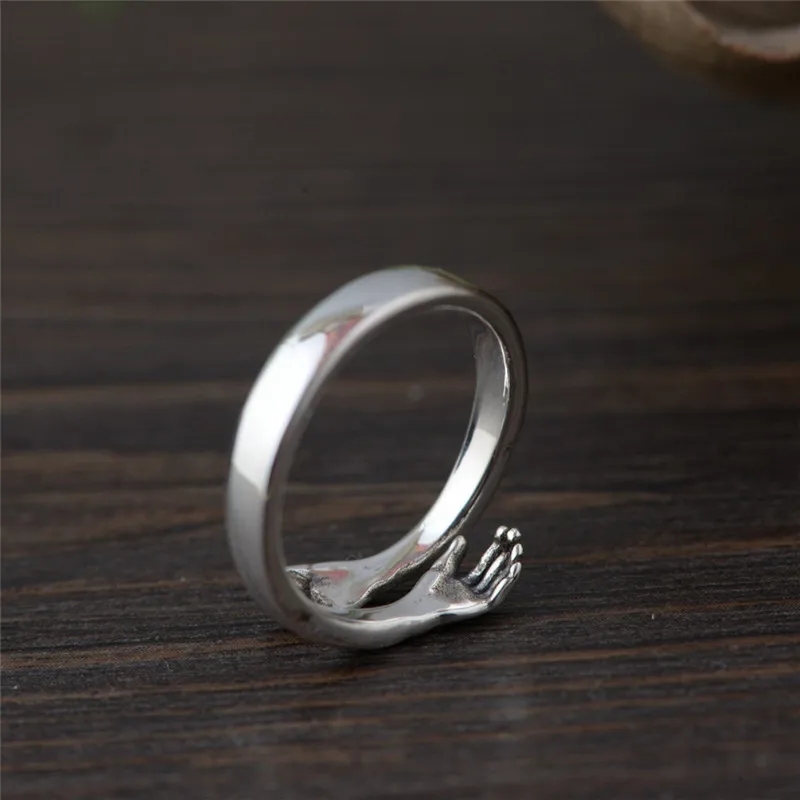 Tigrade Solid 925 Sterling Silver Arm Hug Open Rings for Women Men Gift Sterling Silver Ring Resizable Simple Fashion Jewelry images - 6