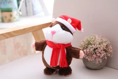 Christmas Dbrown wal Плюшевые животные каваи хомяк детские игрушки Электрический прекрасный говорящий хомяк говорить звук Запись Повтор чучела - Цвет: Christmas Dbrown wal