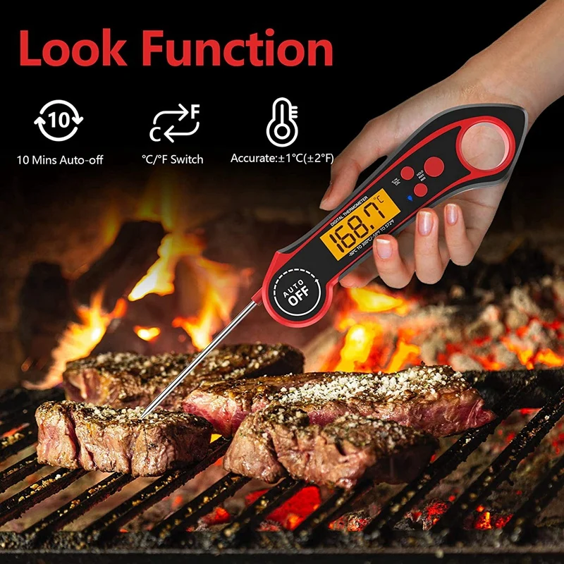 

Instant Read Meat Thermometer for Kitchen Cooking Accurate Digital Waterproof Food Thermometer with Backlight for BBQ