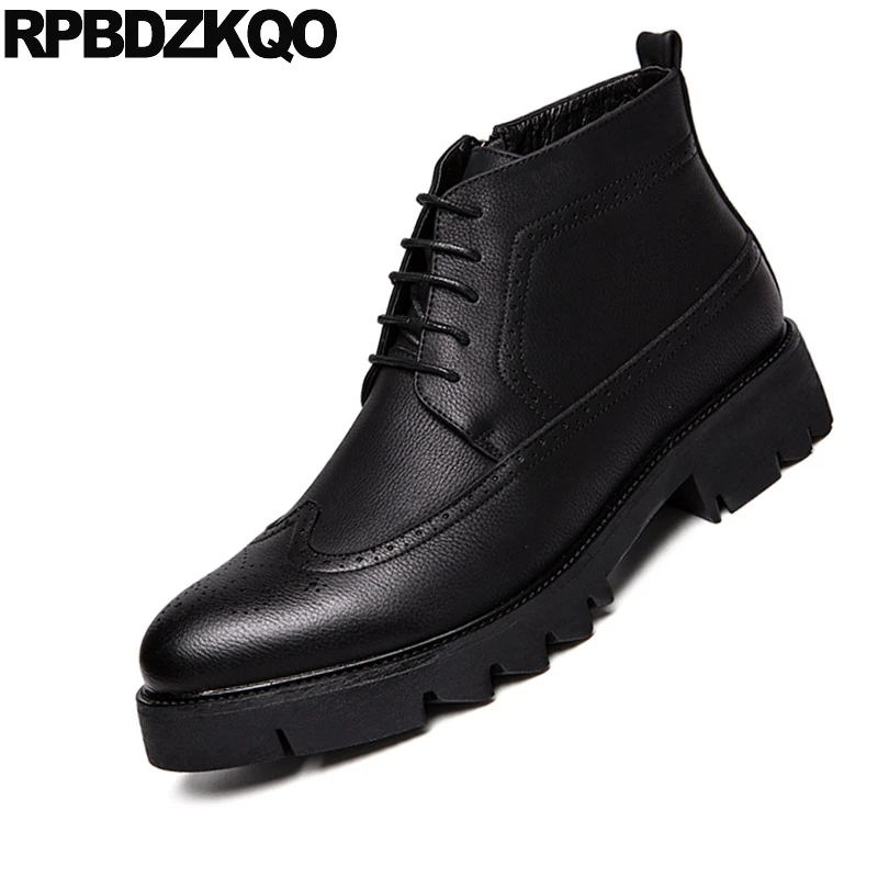 Модные ботильоны полусапожки размера плюс осень обувь с перфорацией типа броги