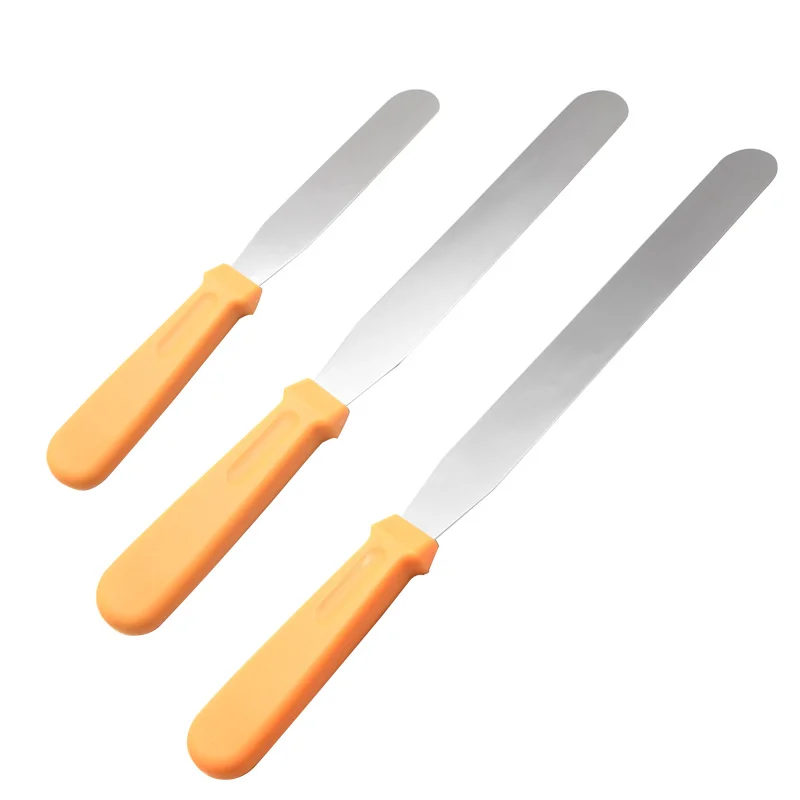 

3 Pcs Stainless Steel Spatula Straight Cream Butter Scraper Cake Decorating Tools Fondant Baking Pastry Kitchen Tool Accessories