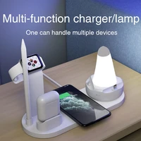 6 in 1 wireless charger station nightlight multi function for apple watch iphone airpods samsung huawei xiaomi qi fast charging