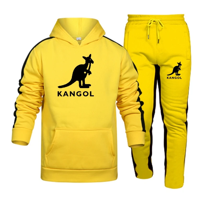 

2021 fashion brand KANGOL spring autumn men's suit casual men's sportswear 2 suits hoodie sportswear fitness jogging sportswear