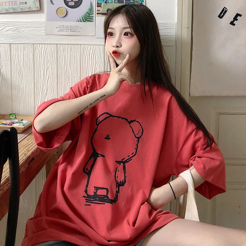 

Style Short Sleeve T-shirt Women's Korean Style Fashion Student Harajuku BF Style Girl T-shirt