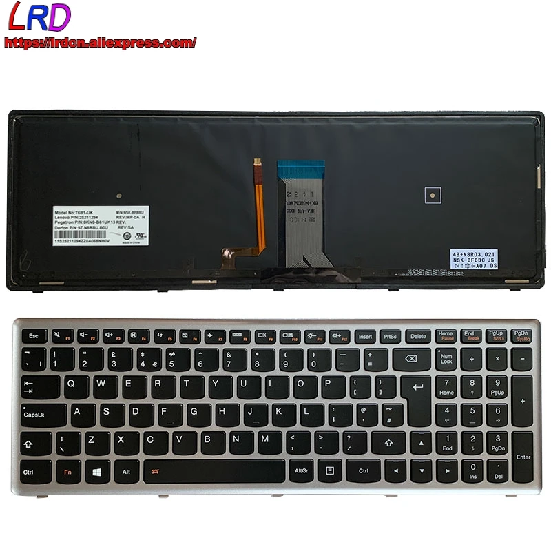 New Original Backlit UK English Keyboard for Lenovo Z710 U510 Laptop 25211294 25211325 25211356 | Компьютеры и офис