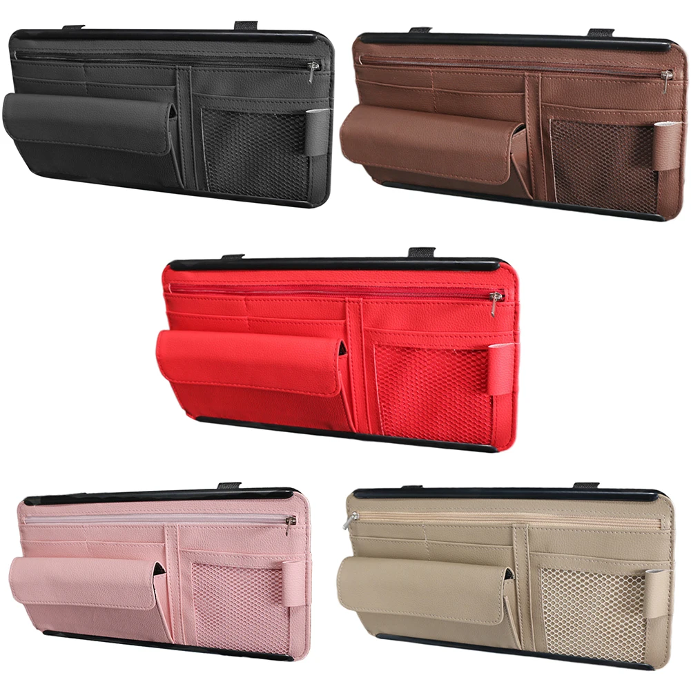 

Multi Purpose Card Case Support Leather Pocket Car Storage Bag Holder Accessory Card Glasses Car Accessories Sun Visor