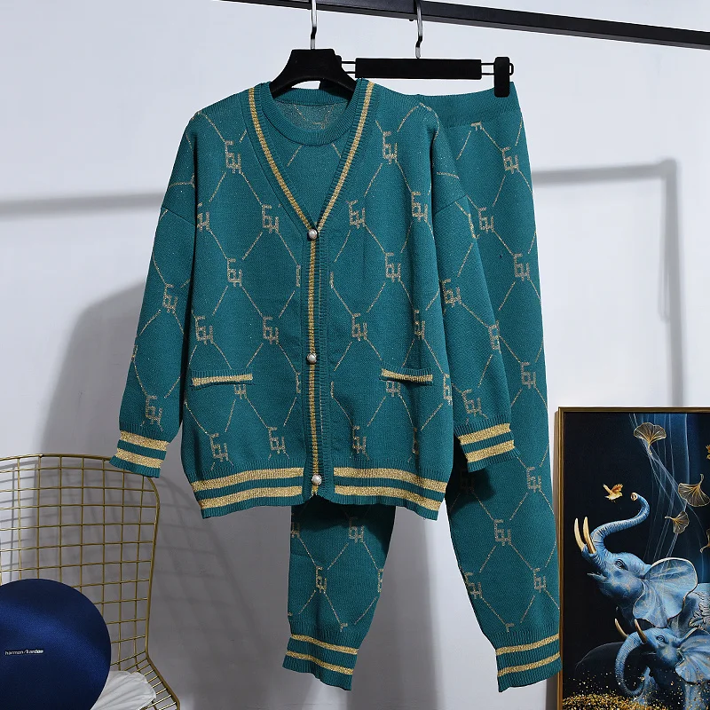 

3 шт., женский спортивный костюм с V-образным вырезом, футболка и брюки-карандаш