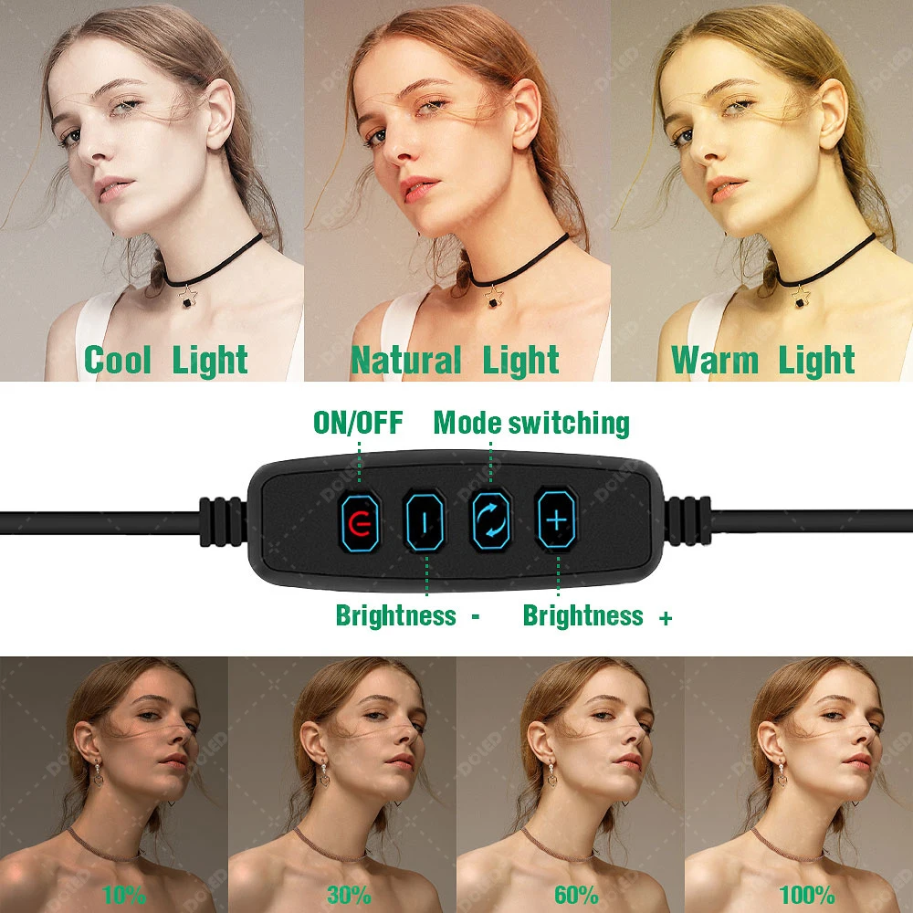 DOLED 6&quot LED Mini Round Ring Light Lamp with Tabletop Stand for Selfie Live Stream Photographic Lighting Video Conference Zoom |