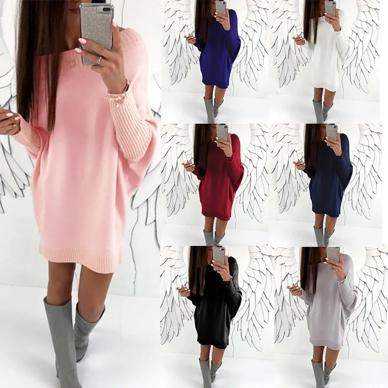 WEPBEL женское модное осенне-зимнее трикотажное платье-свитер для женщин вечерние