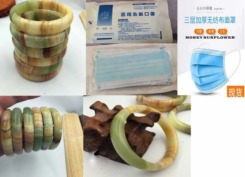 

Natural Beautiful Afghanistan Jade Bangle Hand-Carved Bracelet 58-60mm AAA + free mask 10pcs/bag