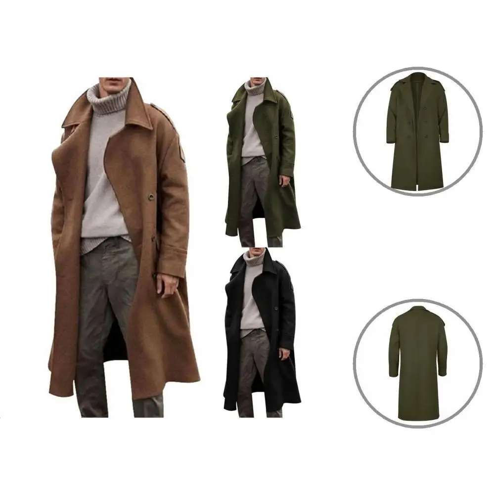 

Men Coat Button Closure Trendy Long Sleeves Quick-drying Comfy Winter Jacket