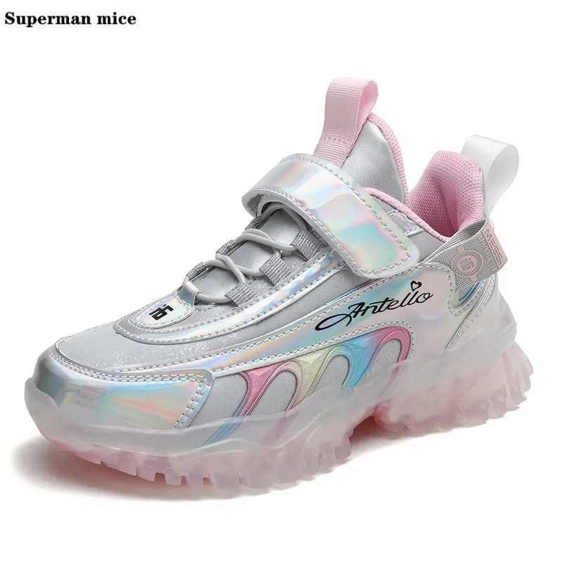 

Осенне-зимние новые кроссовки Ins для девочек, Спортивная повседневная обувь, красочная Светоотражающая железная подошва, Корейская легкая ...