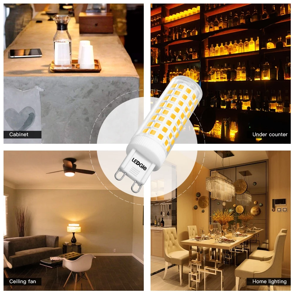 LEDGLE 10W G9 100LEDs Light Bulb 900lm AC100-240V Non-dimmable No Flicker 80W Equivalent Halogen Bulbs Warm White | Лампы и освещение