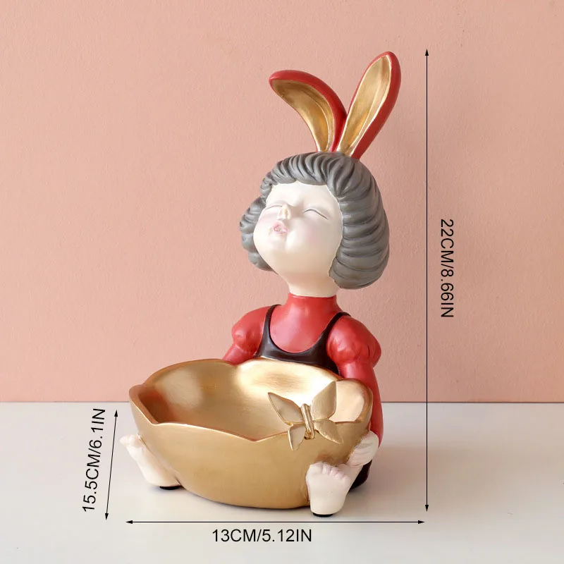 

Resin Butterfly Rabbit Girls Figurine Sweet Girls Sculpture Storage Box Home Decor Office Desk Decoration Ornament Statue Gifts