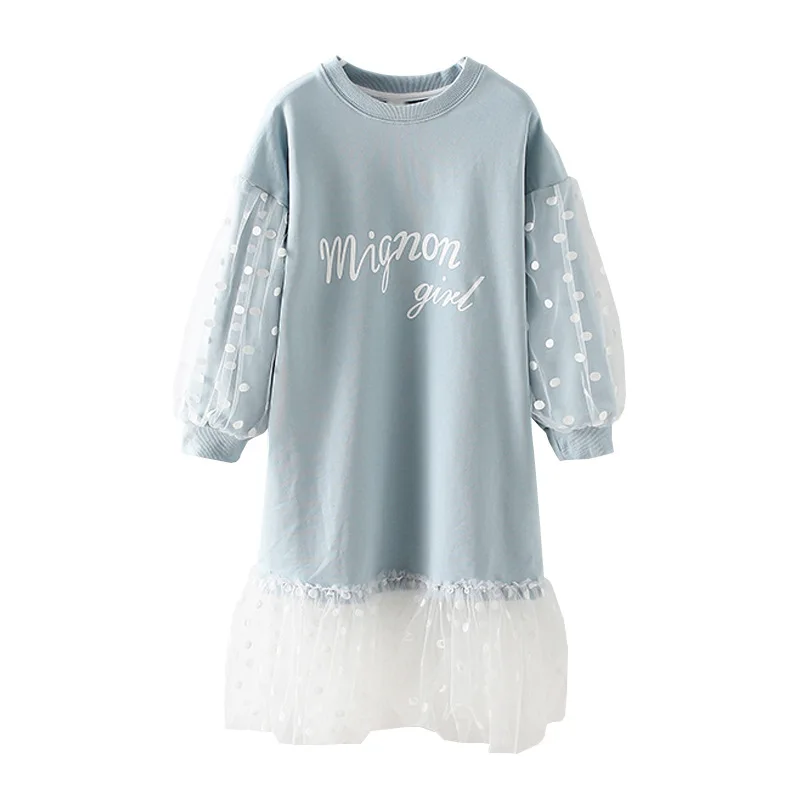 Fashion 2019 Children Girls Dresses Long Sleeve White Lace Clothes Spring Autumn Teenage Clothing Baby Dress Sweatshirt | Детская одежда