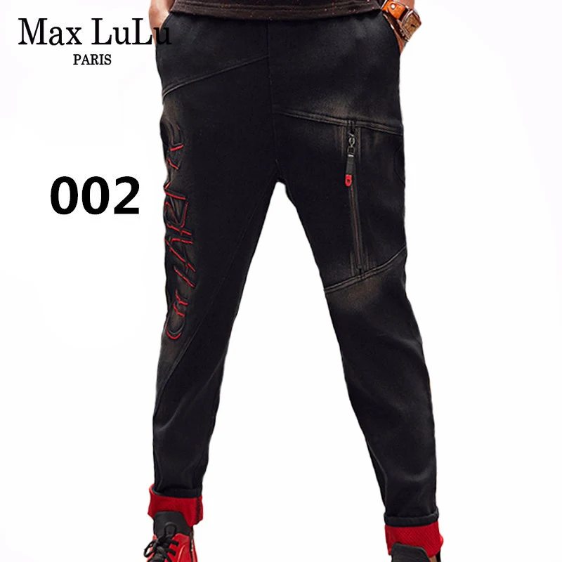 Max LuLu Роскошные корейские стильные женские винтажные панк уличные женские рваные джинсы черные брюки женские джинсовые брюки размера плюс