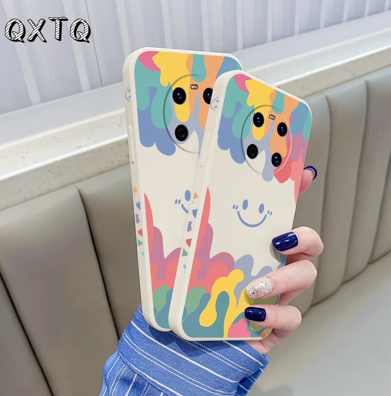 

QXTQ Side Smiley Straight Side Tpu Rainbow Phone Case For Huawei Honor Nova P 7 8 9 10 20 30 40 A X I Pro Lite Covor Cell