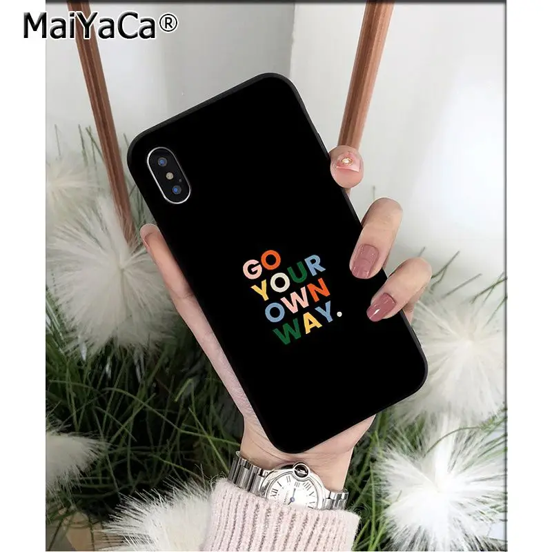 MaiYaCa цветной текстовый узор на черном фоне ТПУ мягкий чехол для телефона iPhone 8 7 6 6S