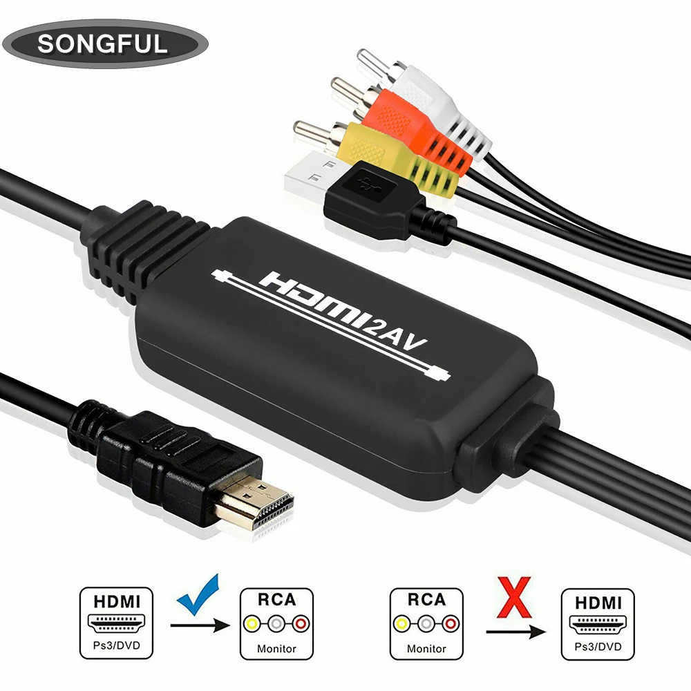 1 8 m 1080P HDMI до 3 RCA/av разъем видео адаптер для кабельного шнура Кабель конвертера Amazon