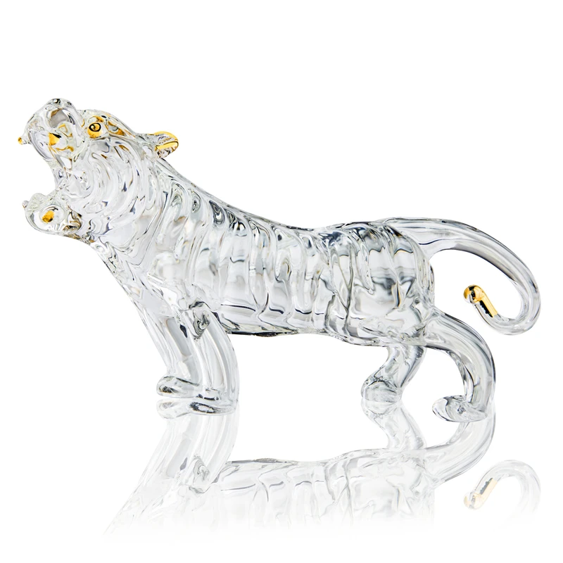 

H&D Handmade Lucky Crystal Tiger Statues Attract Wealth Desktop Figurine Home Office Decoration Housewarming Congratulatory Gift