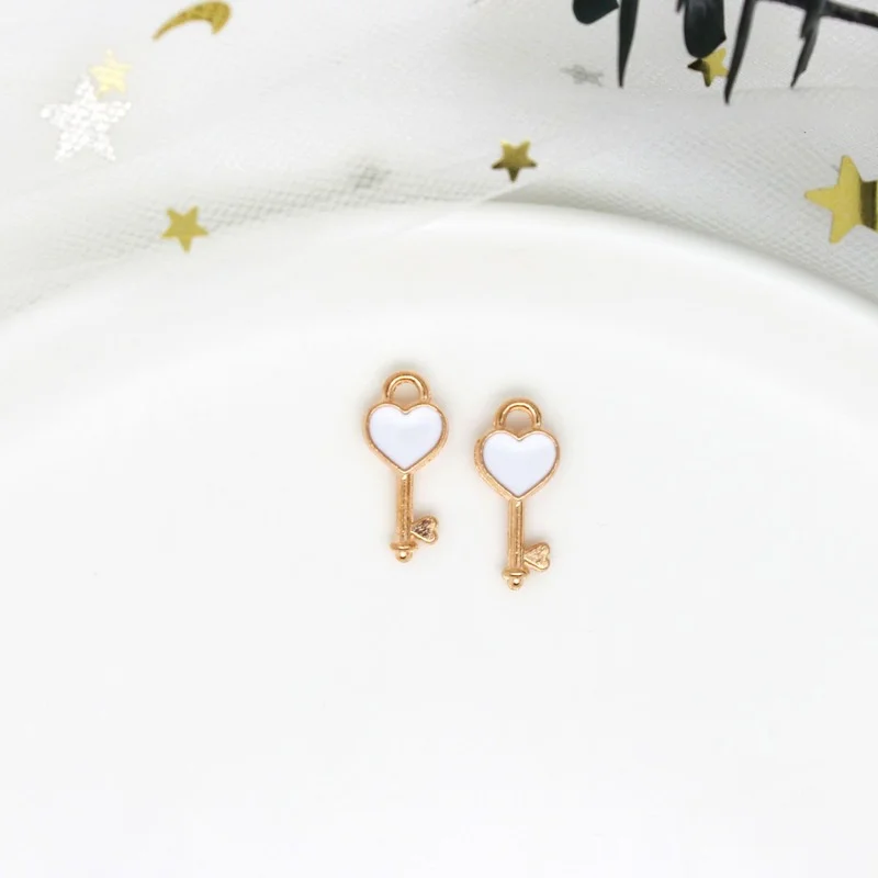 подвески для украшений 10 шт. 16 * 7 мм в форме сердца эмаль ключей кулон сделай сам