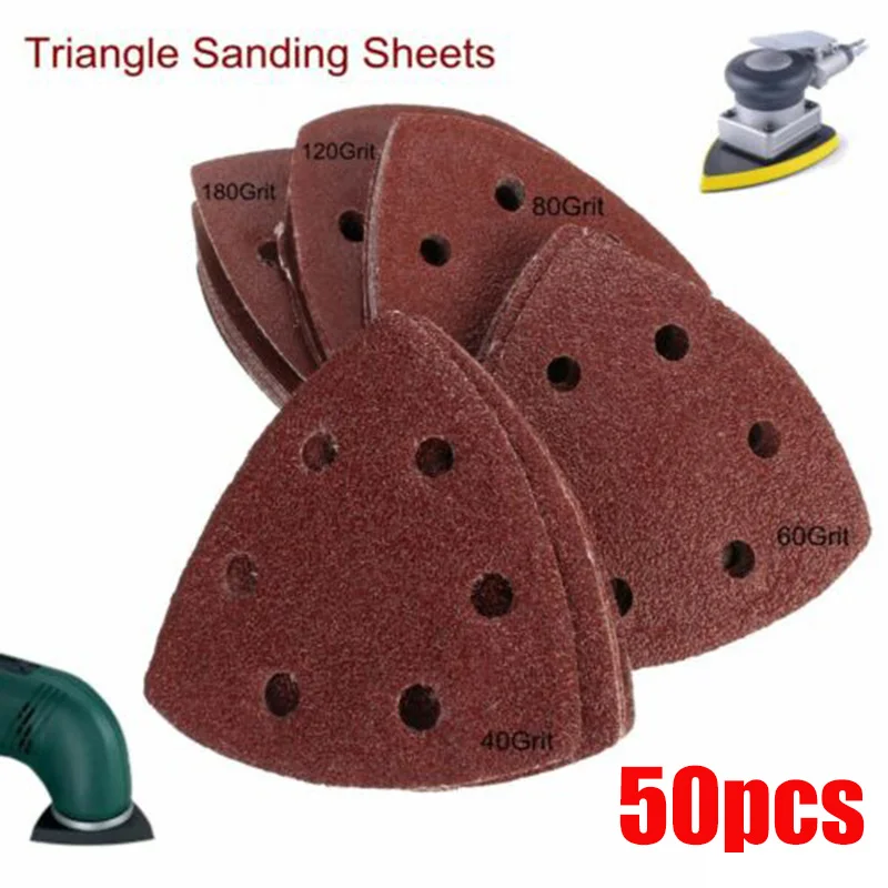 

50pcs Triangle Sanding Sheets Paper Discs Sander Grinder Pad 40-180 Grit 9cm