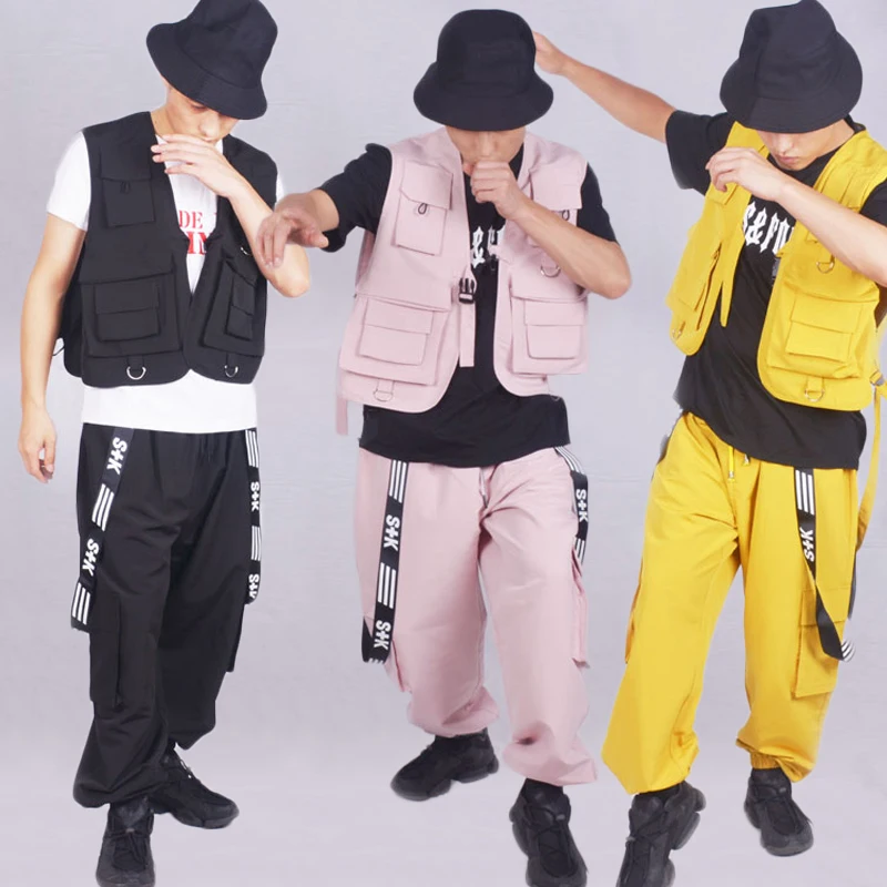 Костюмы для взрослых в стиле хип хоп жилет и брюки одежда уличного танца мужская