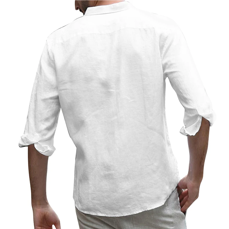 Мужская рубашка с отложным воротником и коротким рукавом однотонные свободные