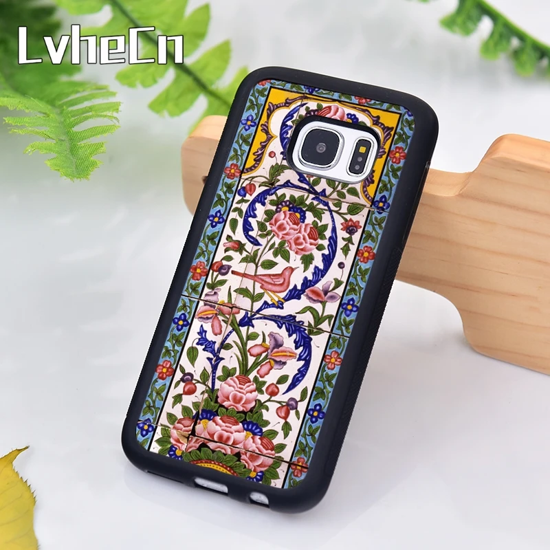LvheCn древние Цветочные плитки чехол для телефона samsung Galaxy S9 S8 S10 Plus Lite S6 S7 Edge S5 Note 7 8 9