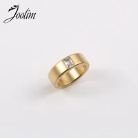 joolim high end gold pvd no fade matte sandblasted square glass rings for women stainless steel jewelry wholesale