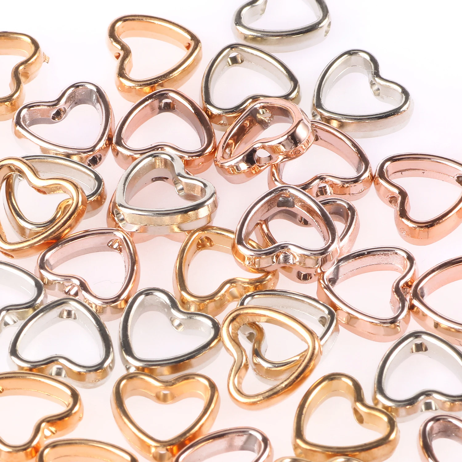 

50pcs/lot KC Gold Heart Shaped CCB Bead Frames With Double Hole for Jewelry Making Supplies Accessories DIY Bracelet Earrings